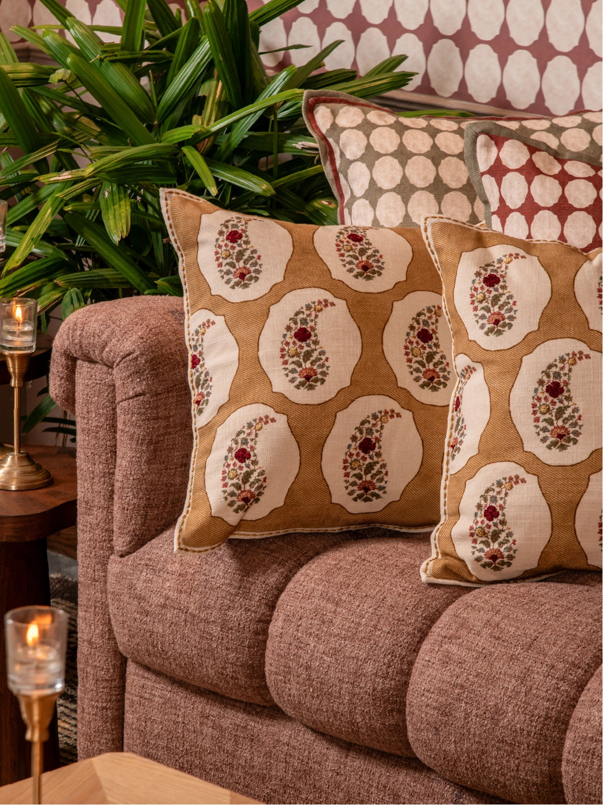 Ottoman Paisley Cushion Cover (Amber)