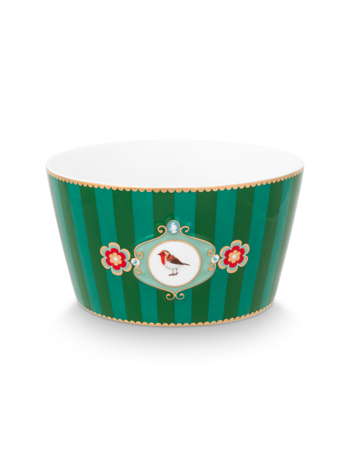 Love Birds Medallion Striped Bowl - Green