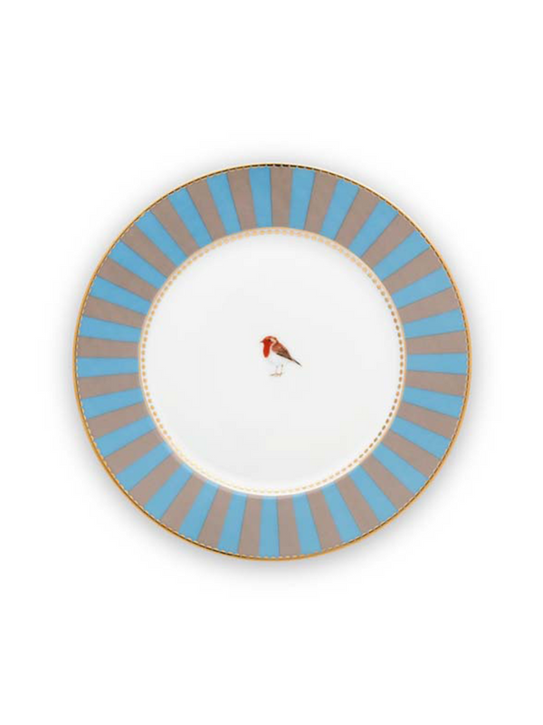 Love Birds Blue Striped Side Plate  (Set of 4)