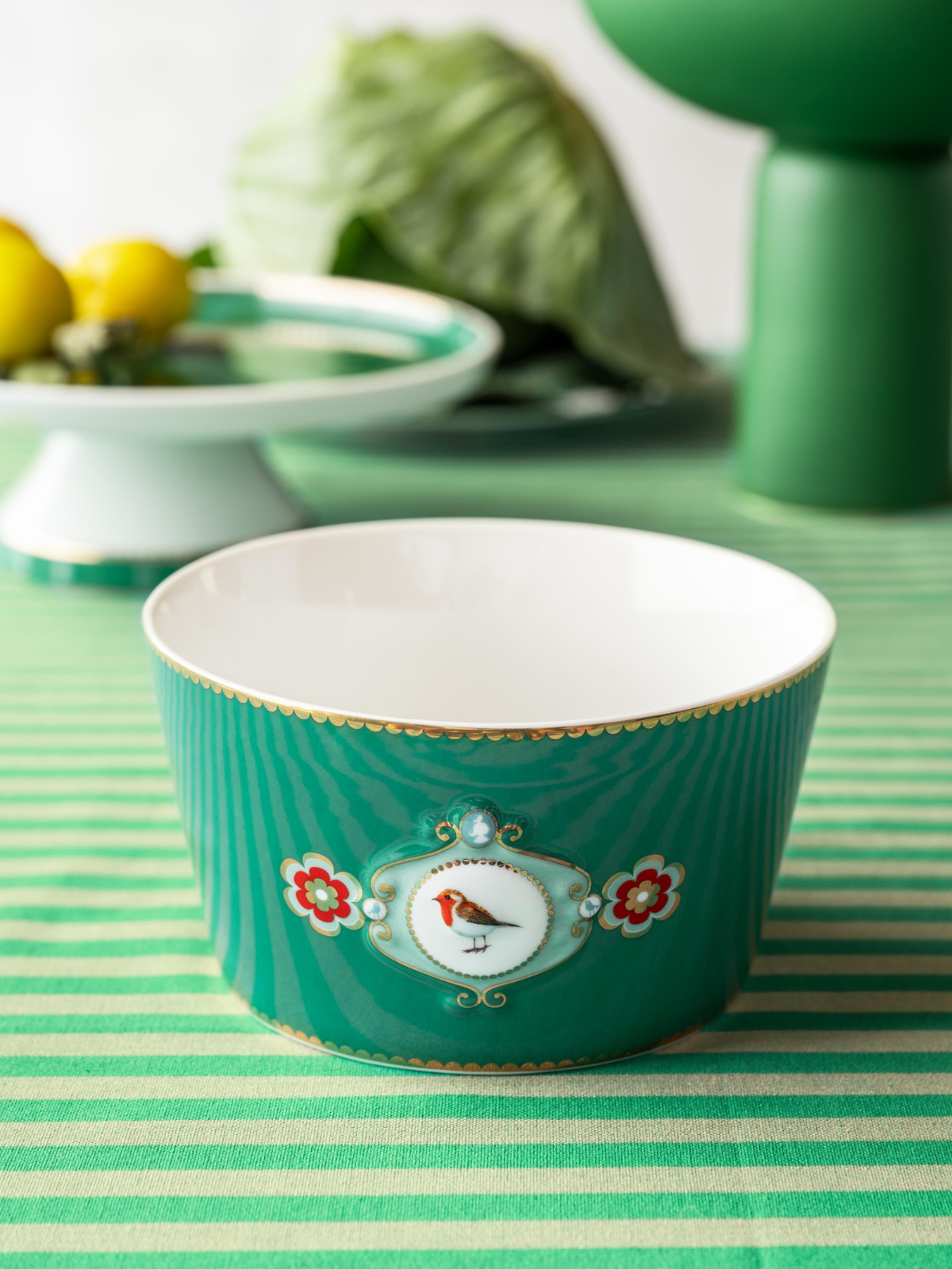 Love Birds Medallion Bowl - Green