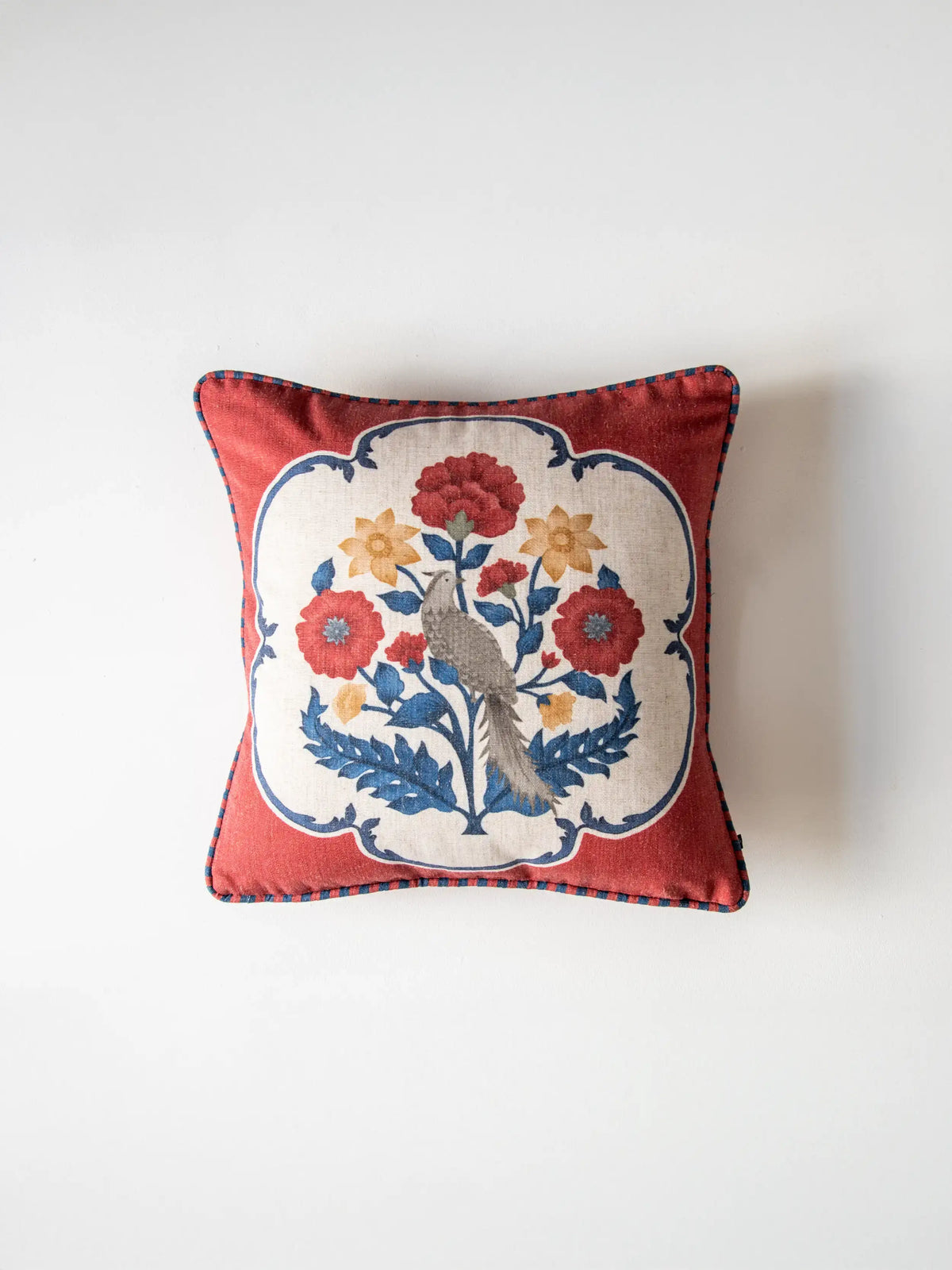 Willow Bird Cushion Cover - Crimson
