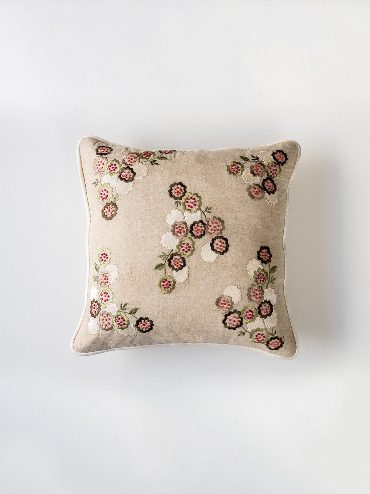 Poppy Burst Cushion Cover (Sage)