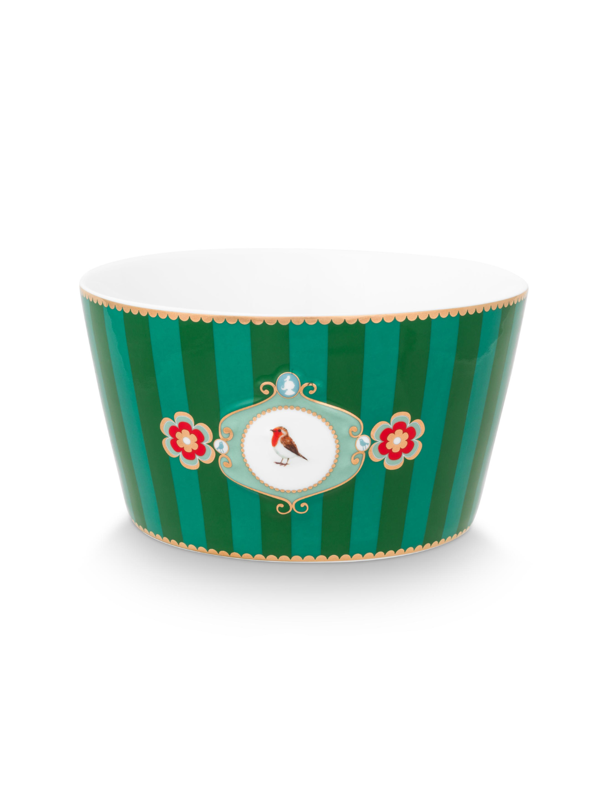 Love Birds Medallion Striped Bowl - Green
