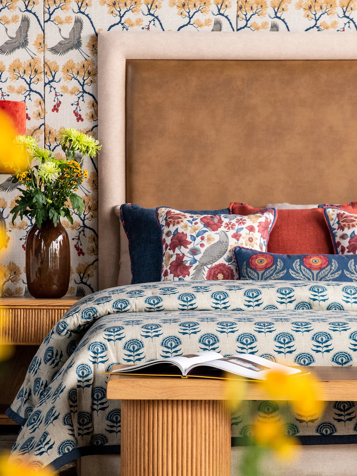 The Song of Spring Cushion Cover - Crimson