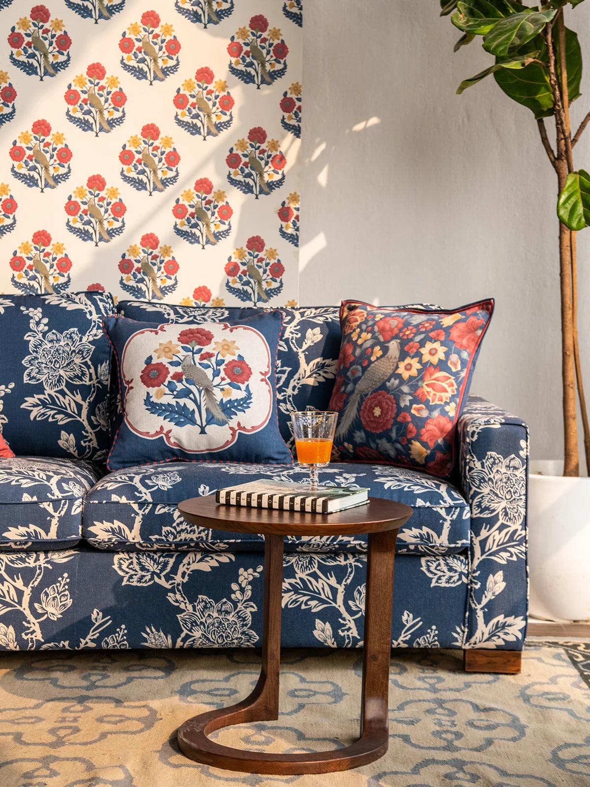 Willow Bird Cushion Cover - Marine