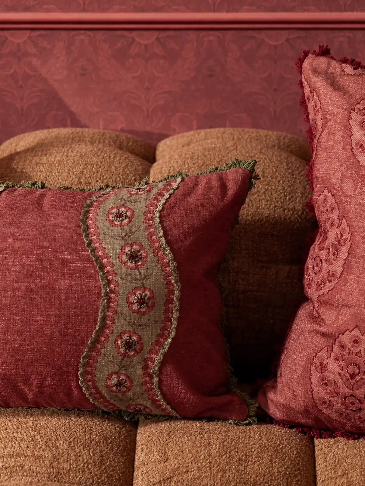 Blossom Trail Cushion Cover (Berry)