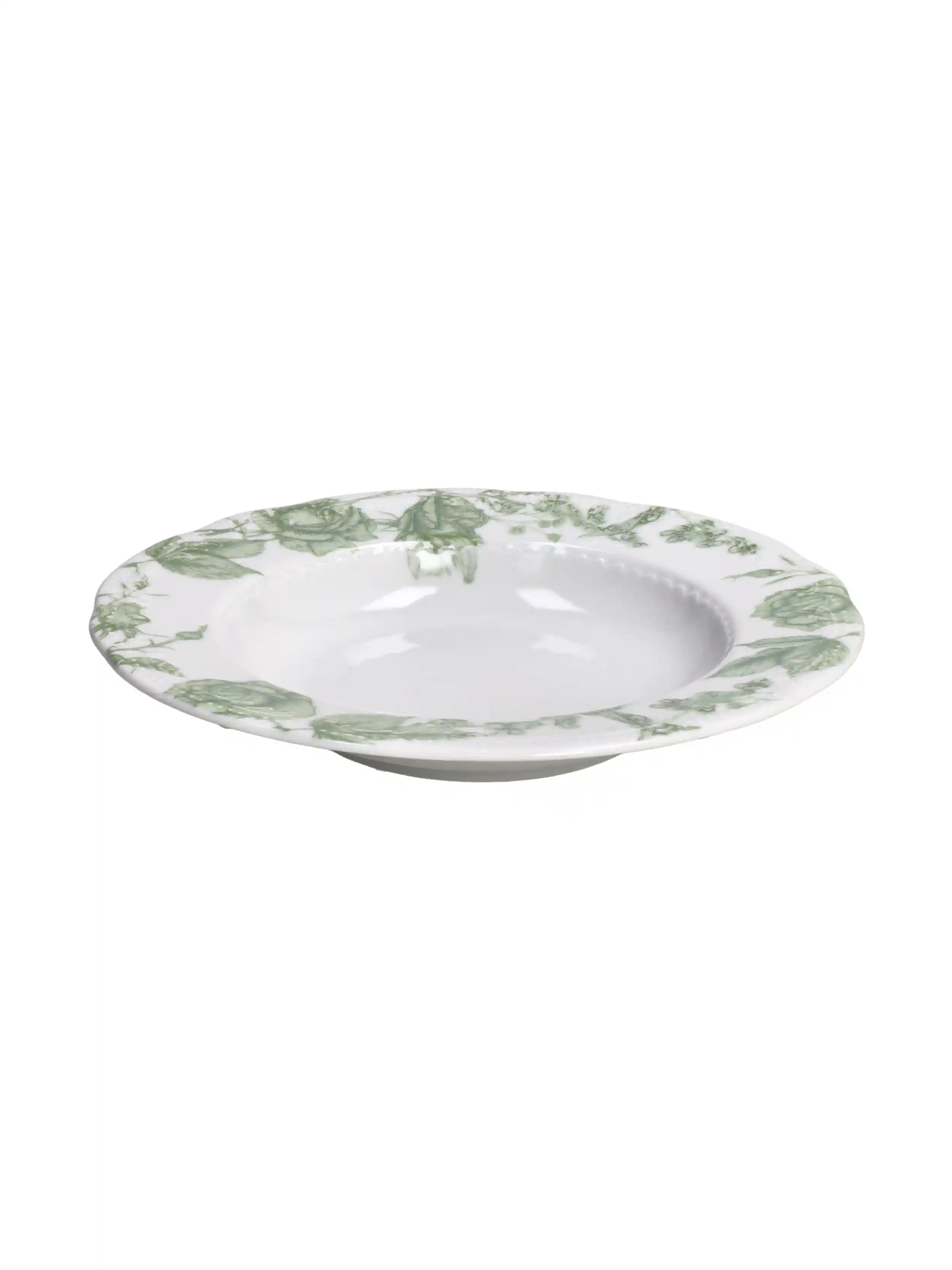 GREEN ROSES SOUP BOWL SET OF 2