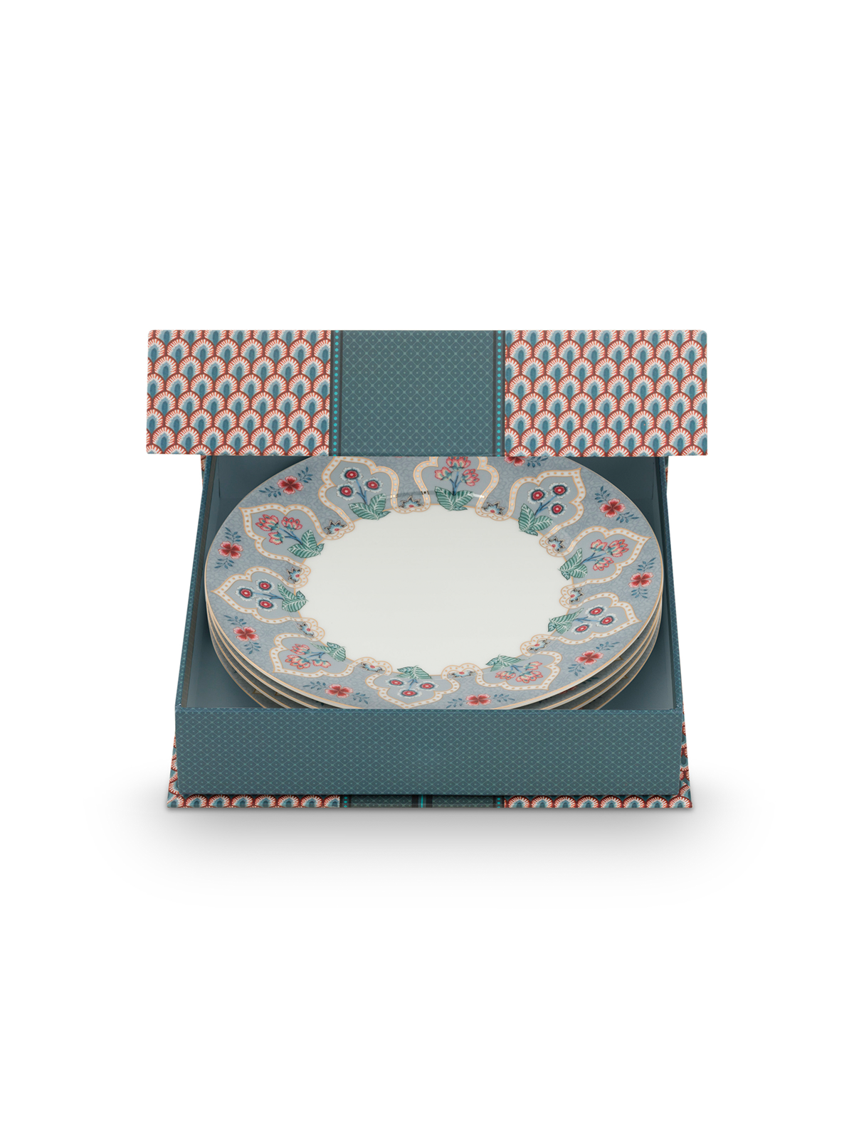 Flower Festival Blue Breakfast Plate Box (Set of 4)