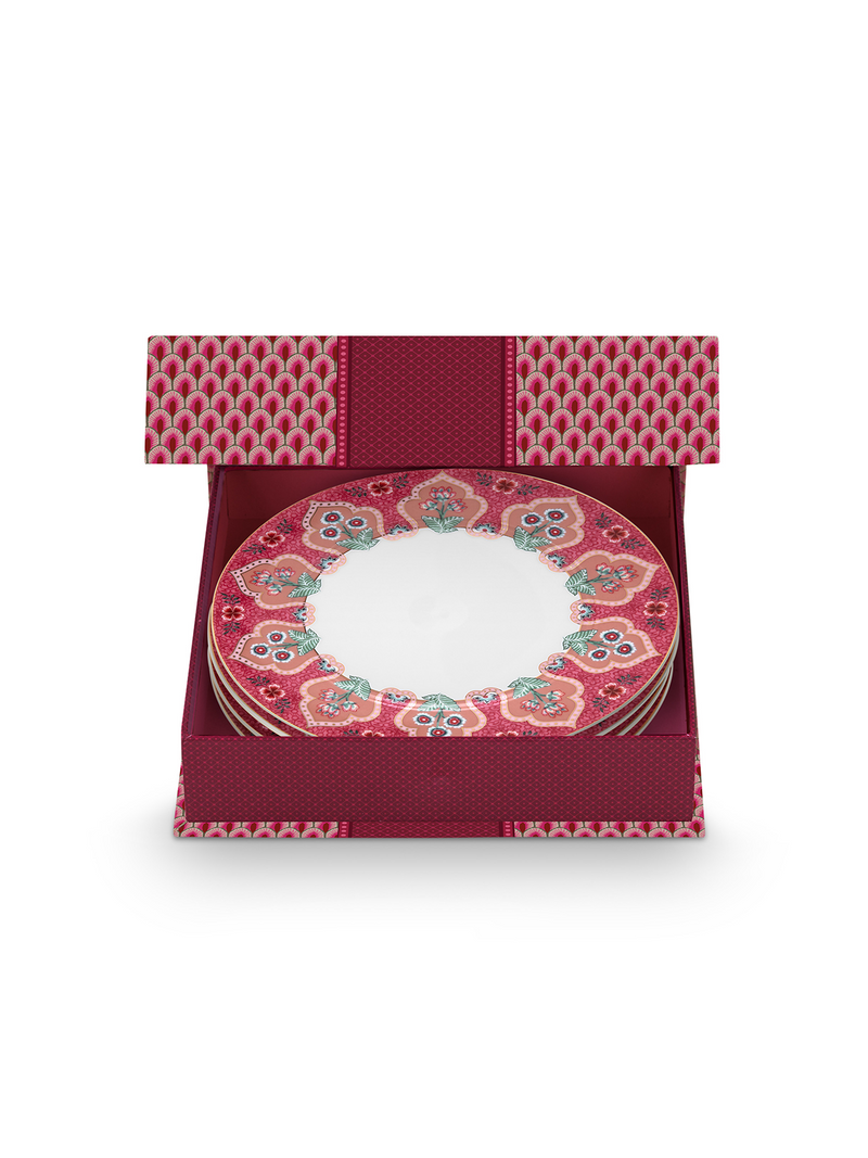 Flower Festival Pink Breakfast Plate Box (Set of 4)