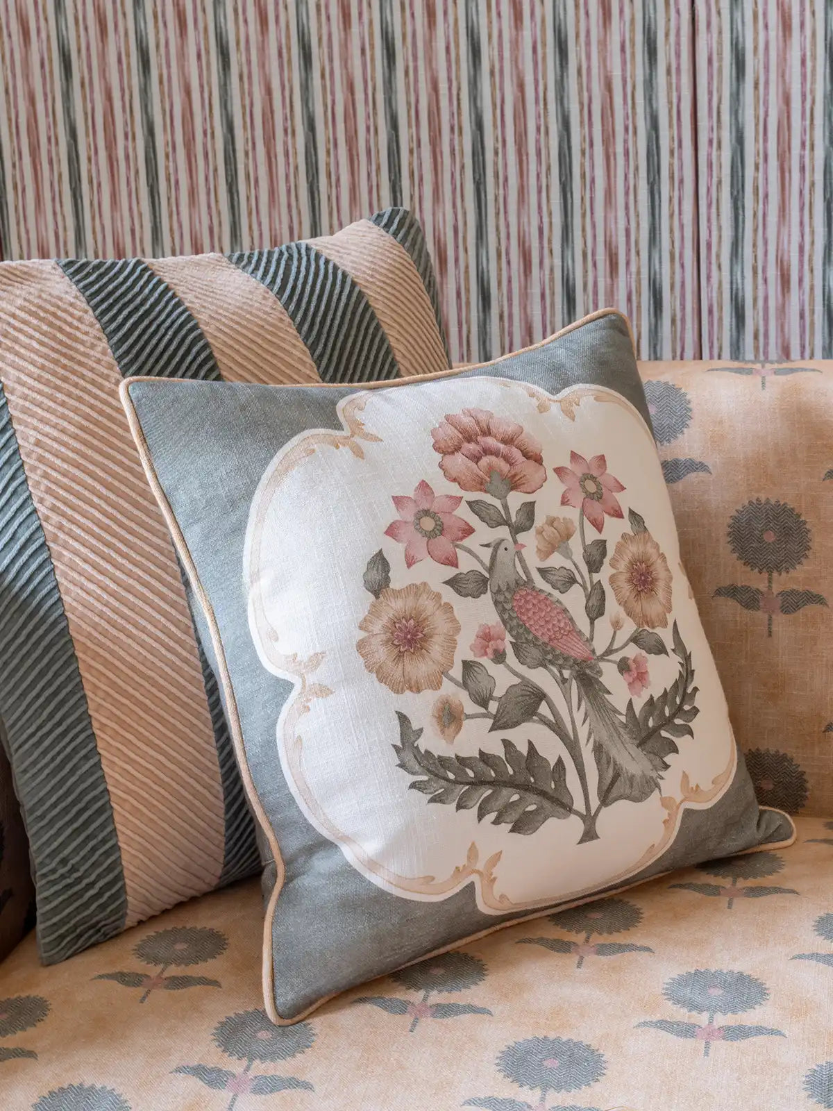 Willow Bird Cushion Cover - Meadow
