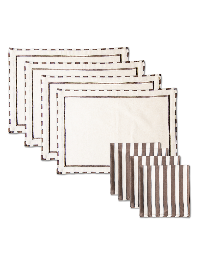 Echo Stripes Placemats & Napkins (Cocoa)