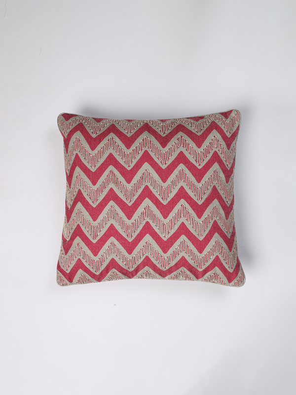 Chevron Garden Cushion Cover (Sage - Merlot)