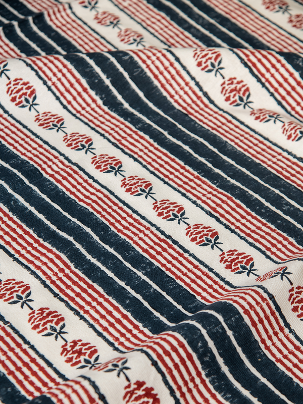 Sunday Stripes (Indigo-Crimson) - Sample