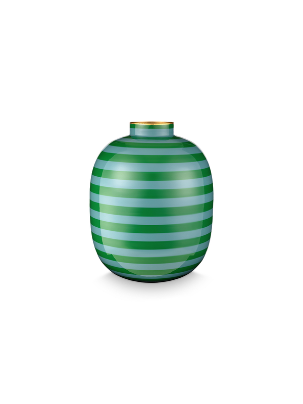 Striped Metal Vase (Emerald)