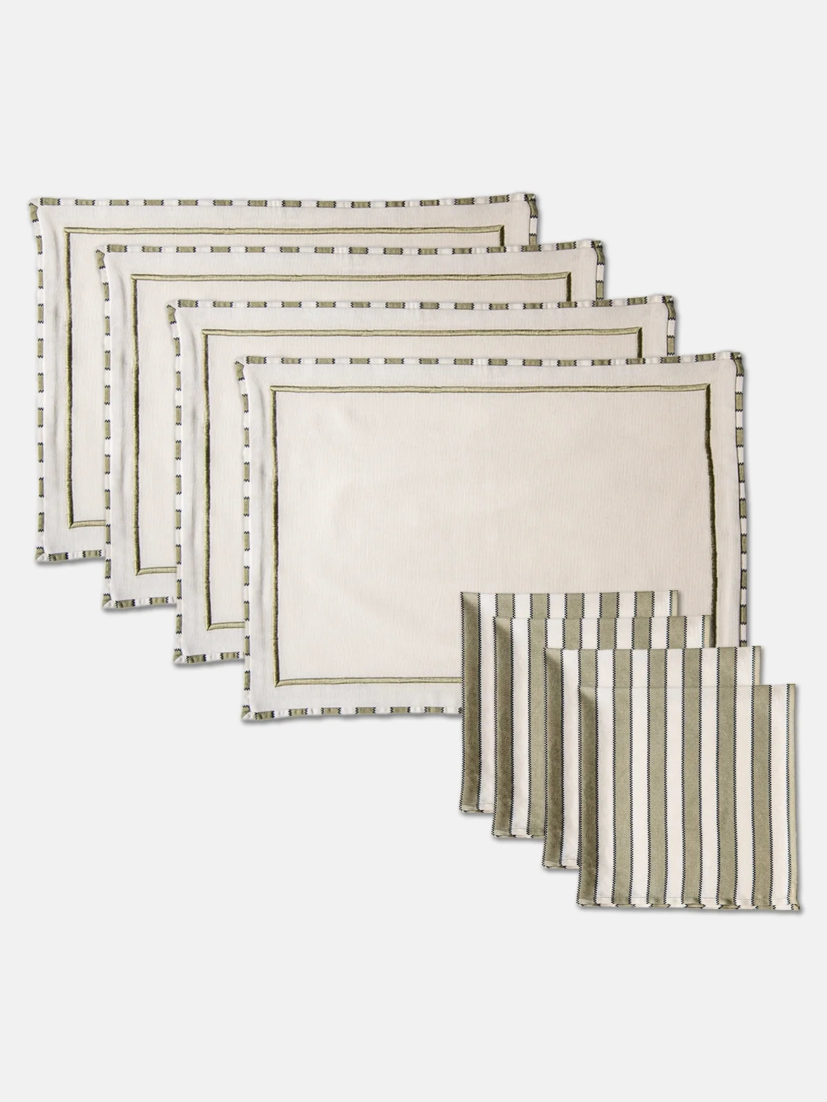 Echo Stripes Placemats & Napkins (Sage)
