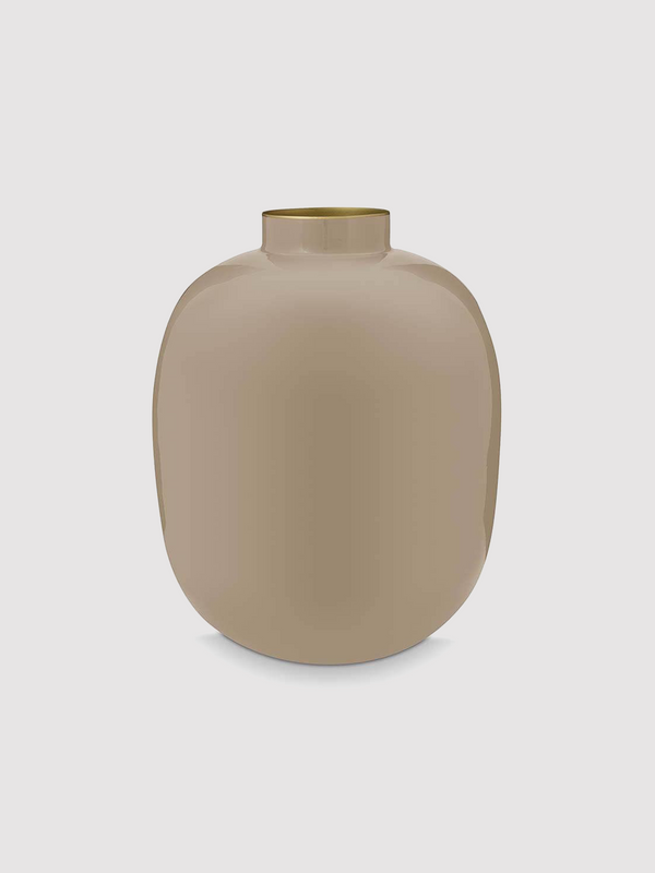 Oval Metal Vase-Khaki-M