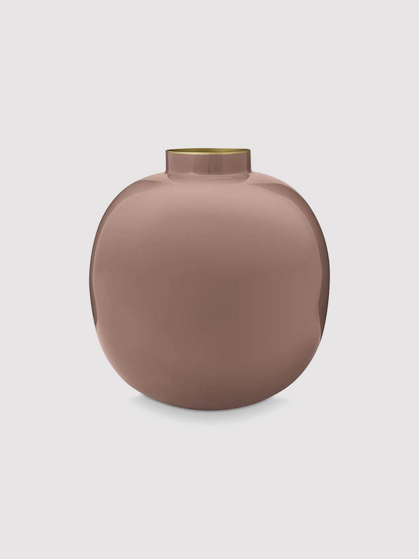 Round Metal Vase-Khaki-S