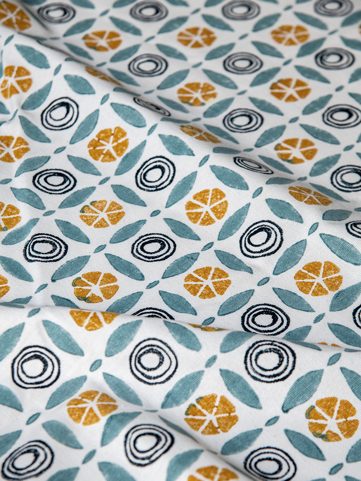 Pinwheel (Light Blue - Mustard) - Sample