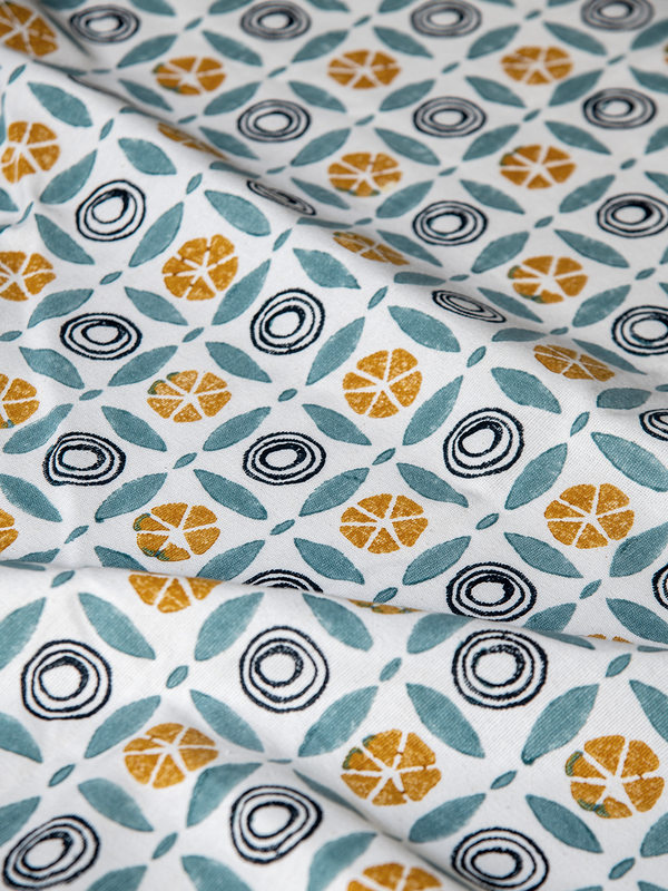 Pinwheel (Light Blue - Mustard) - Sample