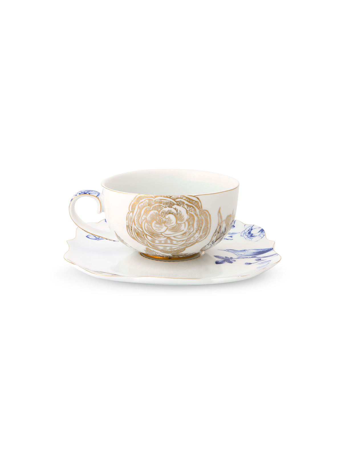 Royal White Cup and Saucer Set (Set of 2)