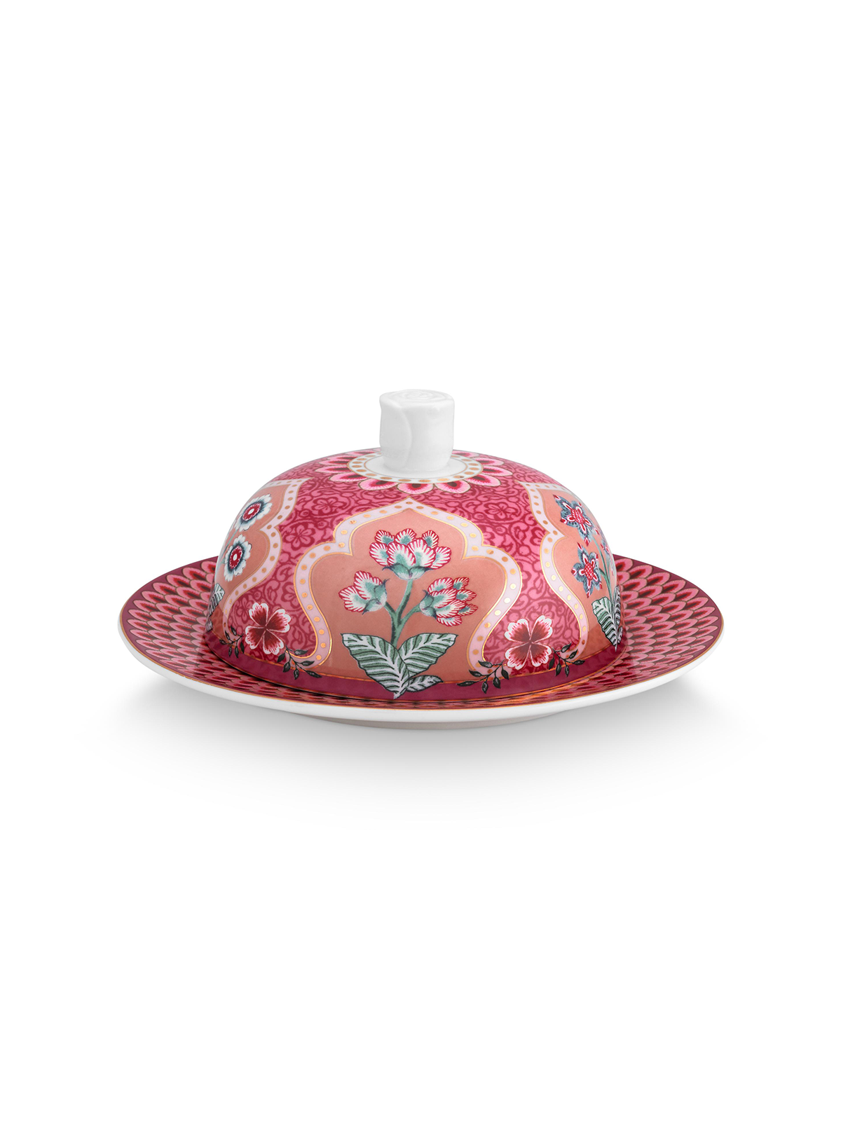 Flower Festival Dark Pink Butter Dish