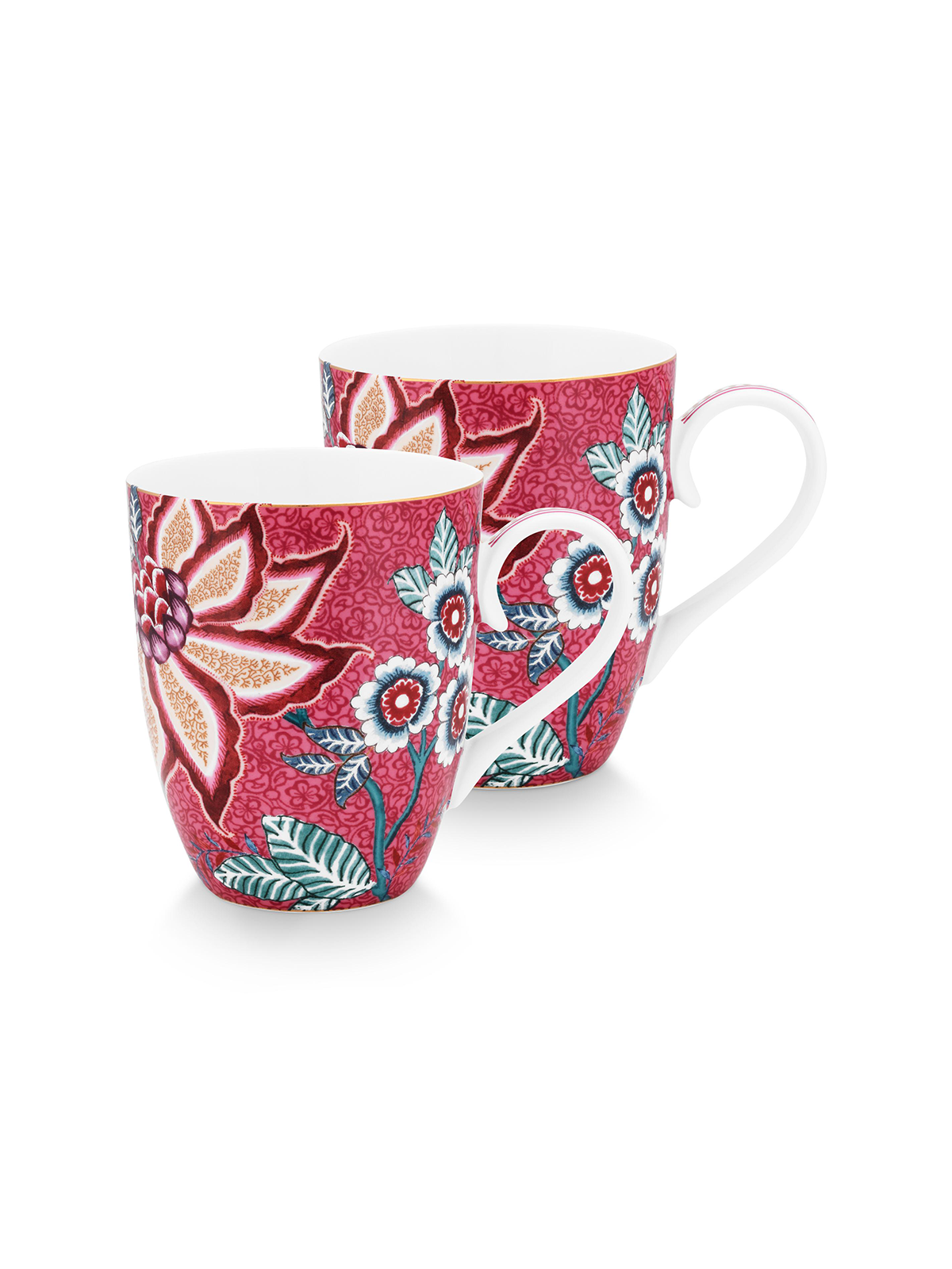 Flower Festival Dark Pink Mugs-L (Set of 2)