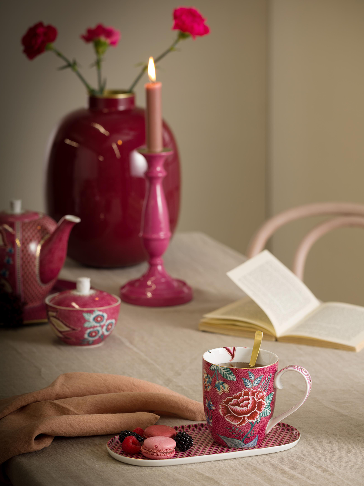 Flower Festival Dark Pink Creamer Plate