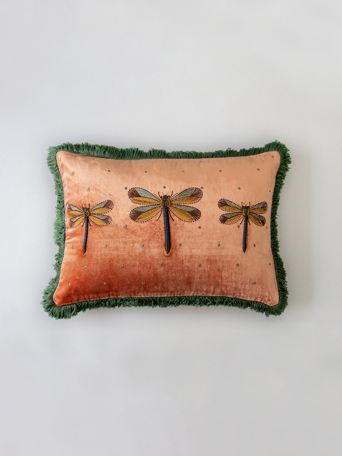 Dragonfly Lumbar Cushion Cover (Coral)