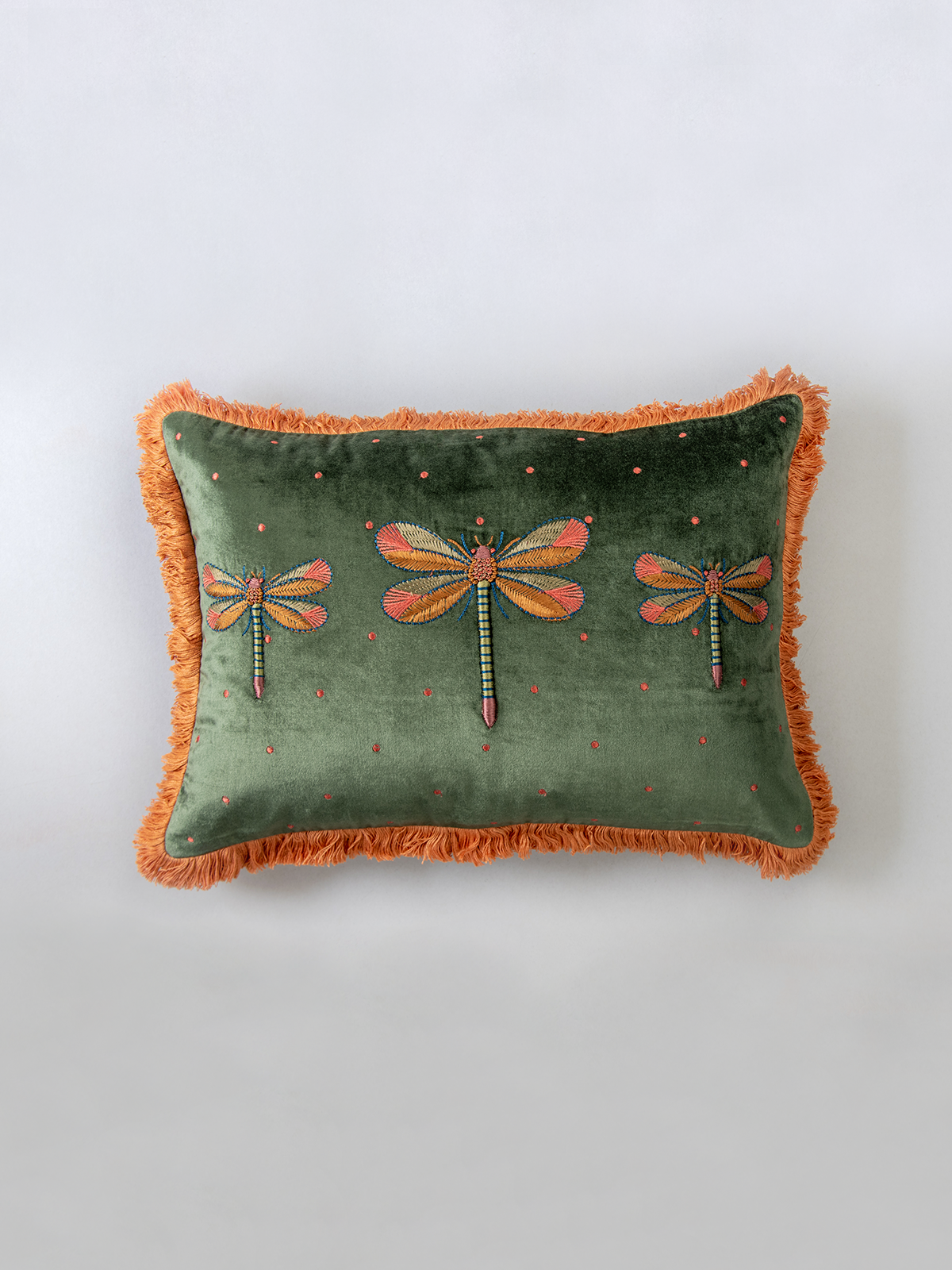 Dragonfly Lumbar Cushion Cover (Green)