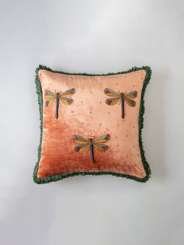 Dragonfly Cushion Cover (Coral)