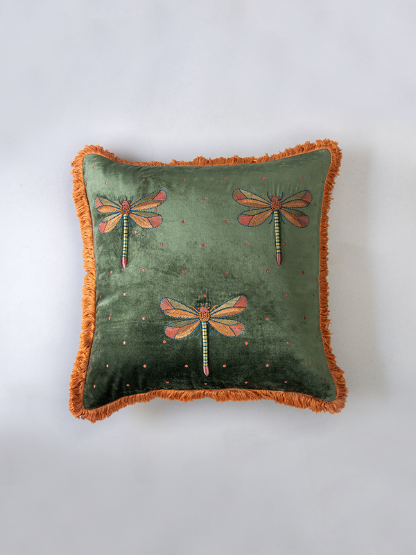 Dragonfly Cushion Cover (Green)