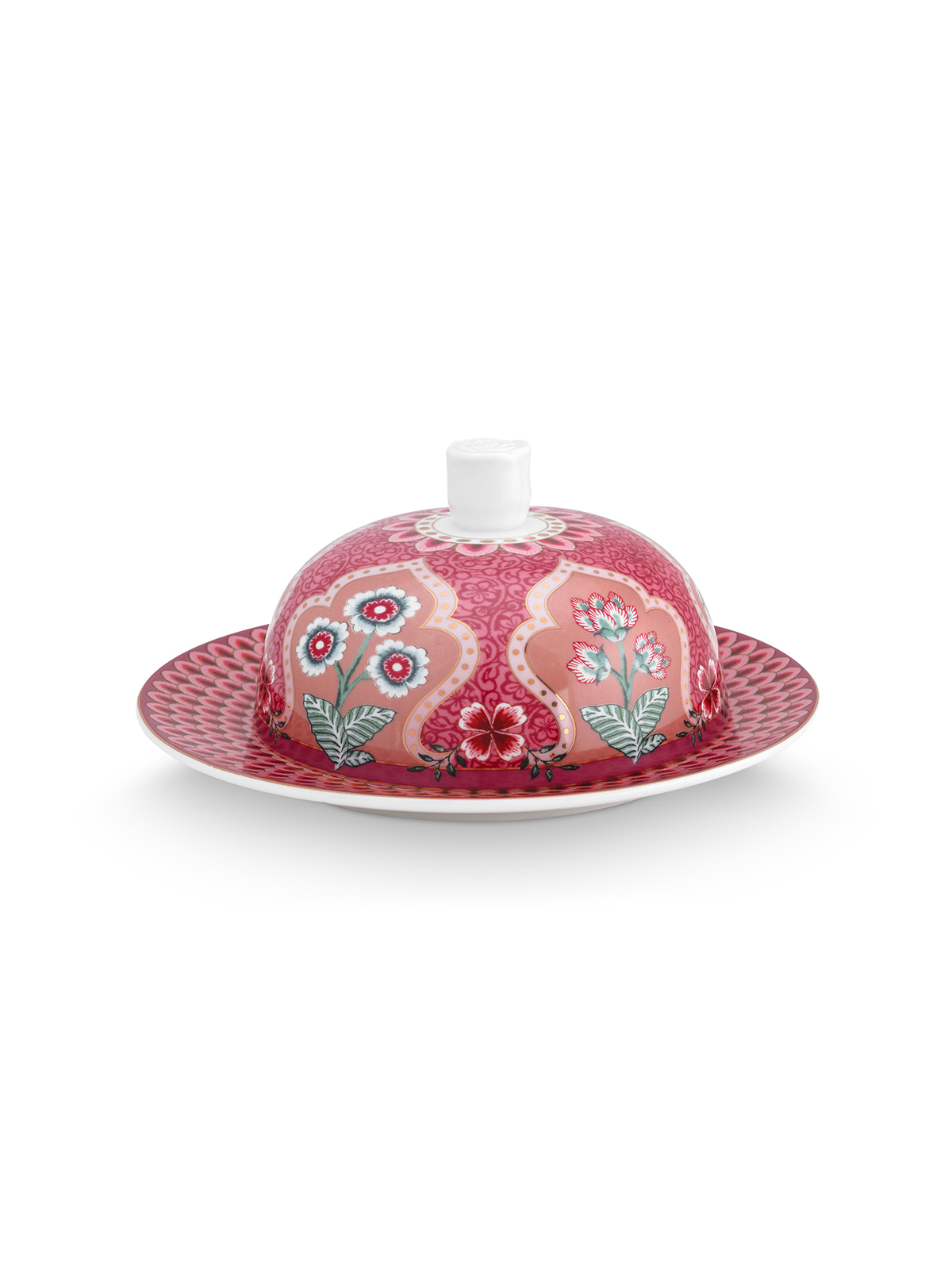 Flower Festival Dark Pink Butter Dish