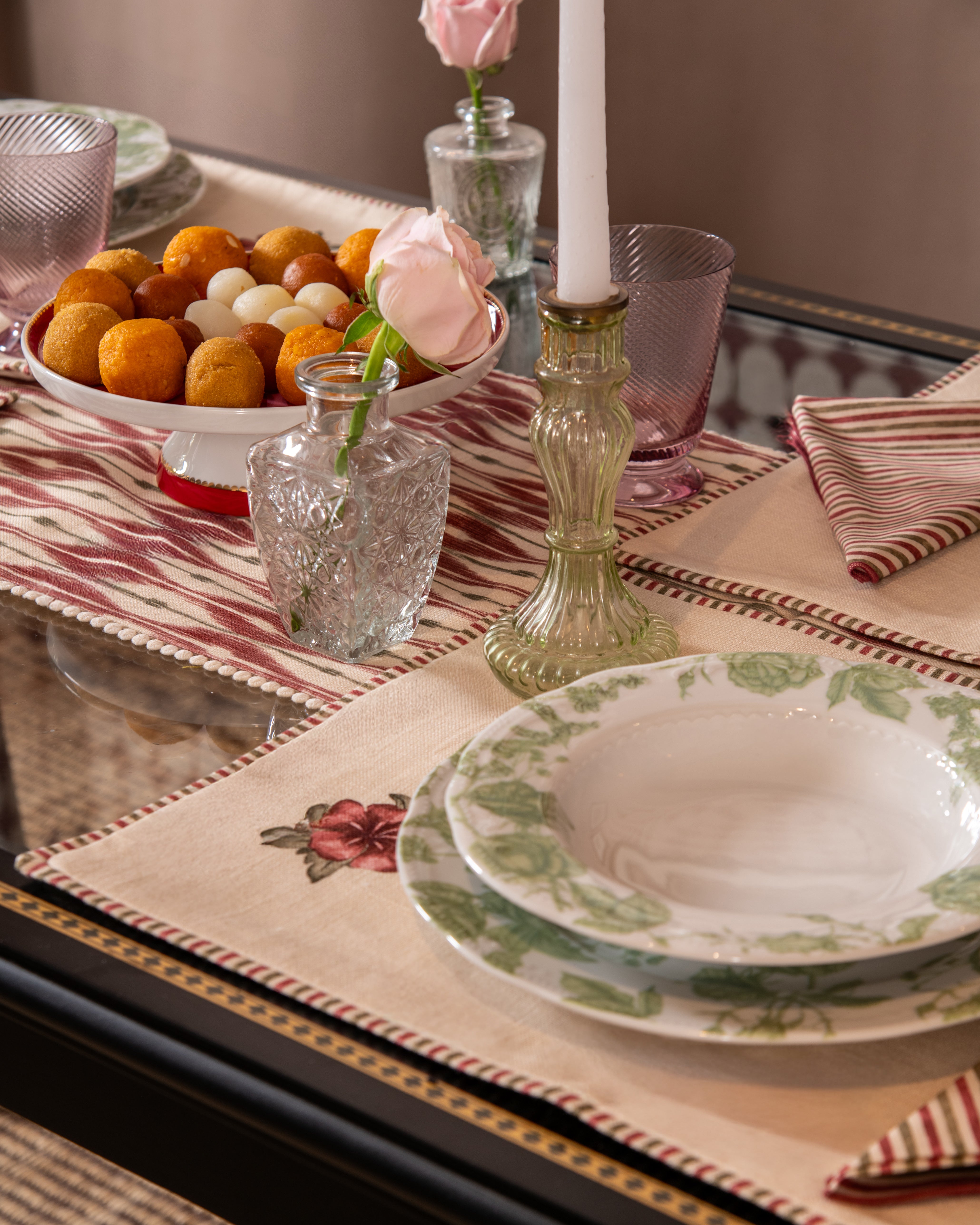 Green Roses Soup Bowl - Set of 2