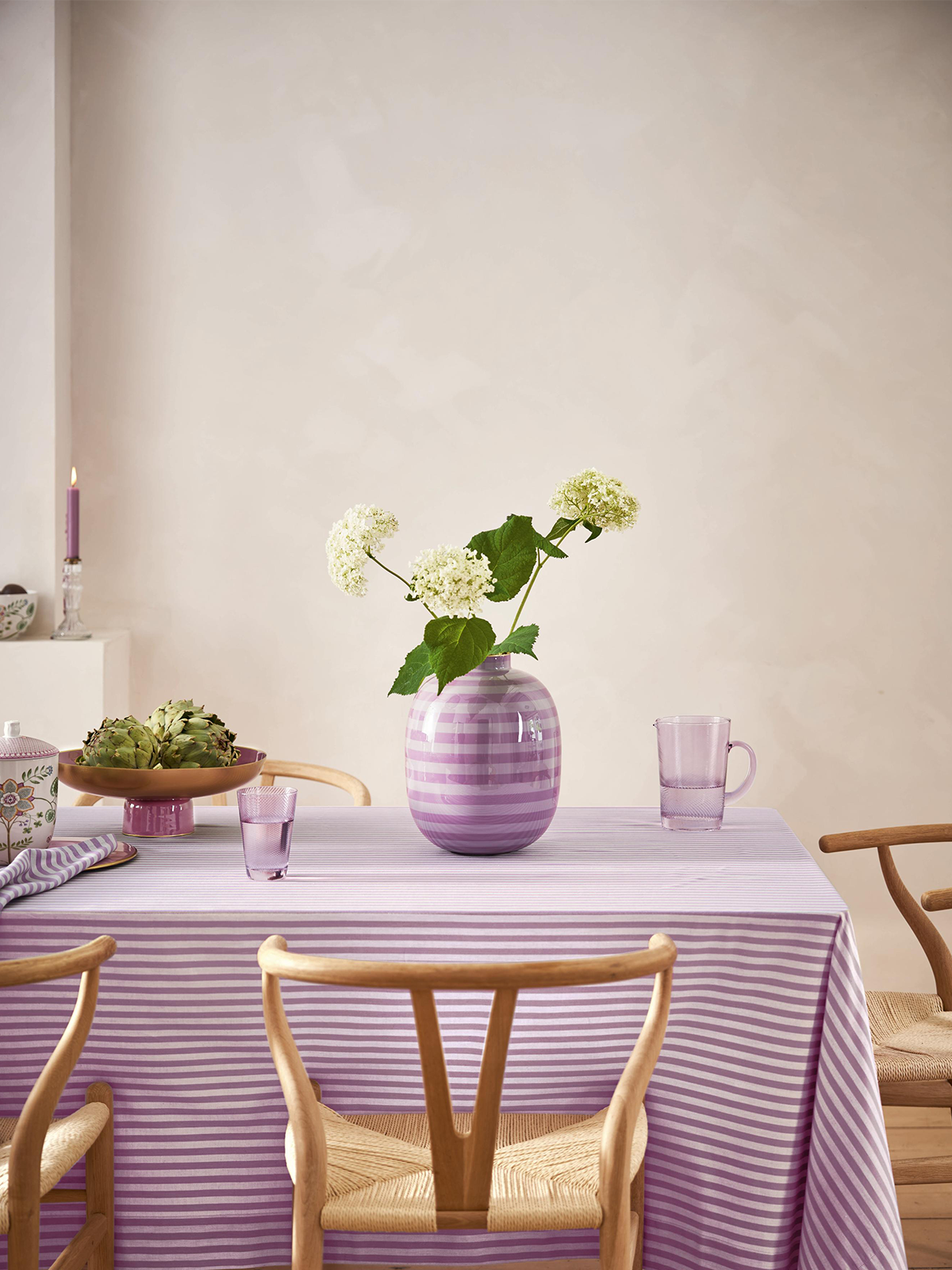 Striped Metal Vase (Lilac)