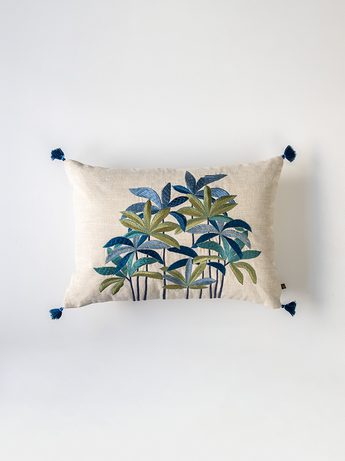 Palm Bloom Cushion Cover (Sapphire)