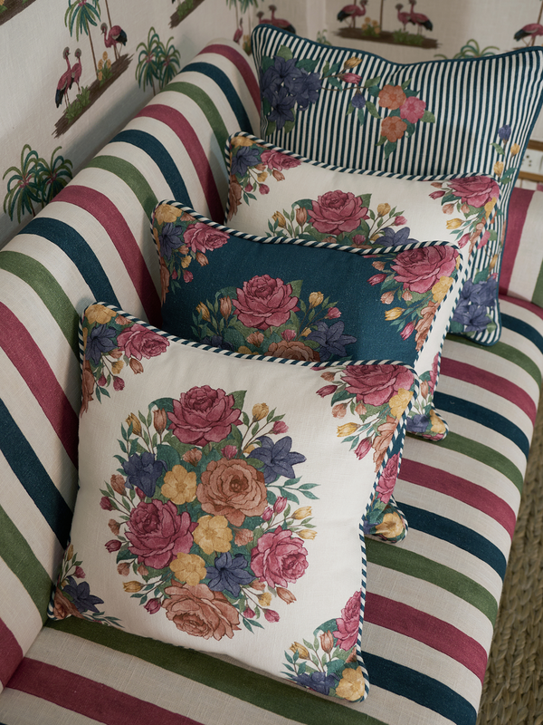 Rose Garden Cushion Cover (Blue)