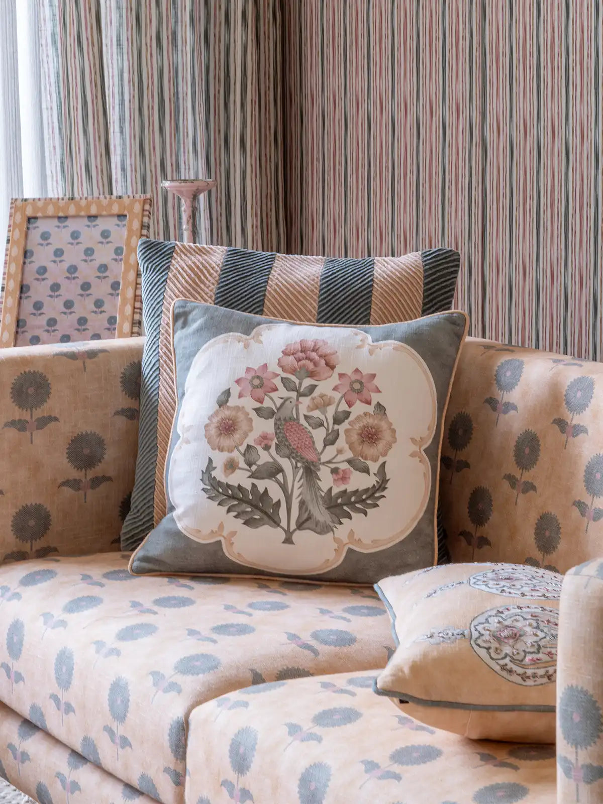 Willow Bird Cushion Cover - Meadow