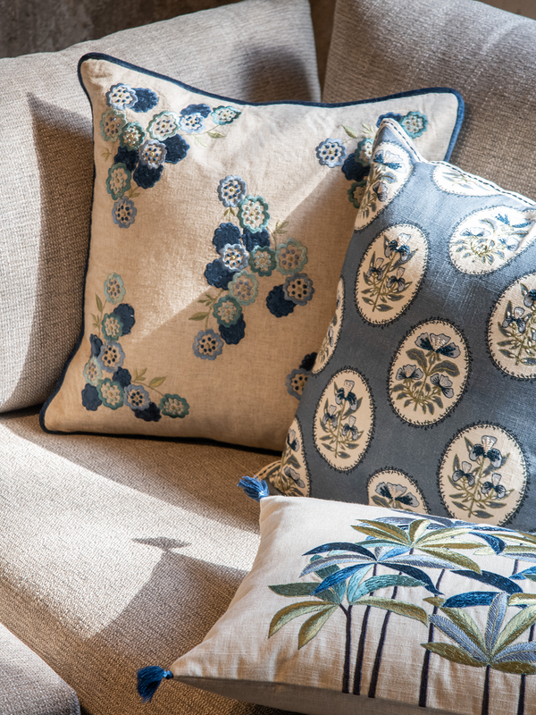 Poppy Burst Cushion Cover (Sapphire)