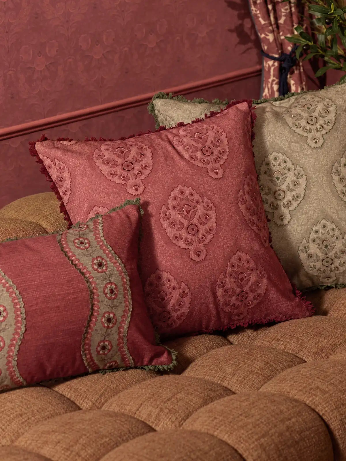 Maison Celeste Cushion Cover (Berry)