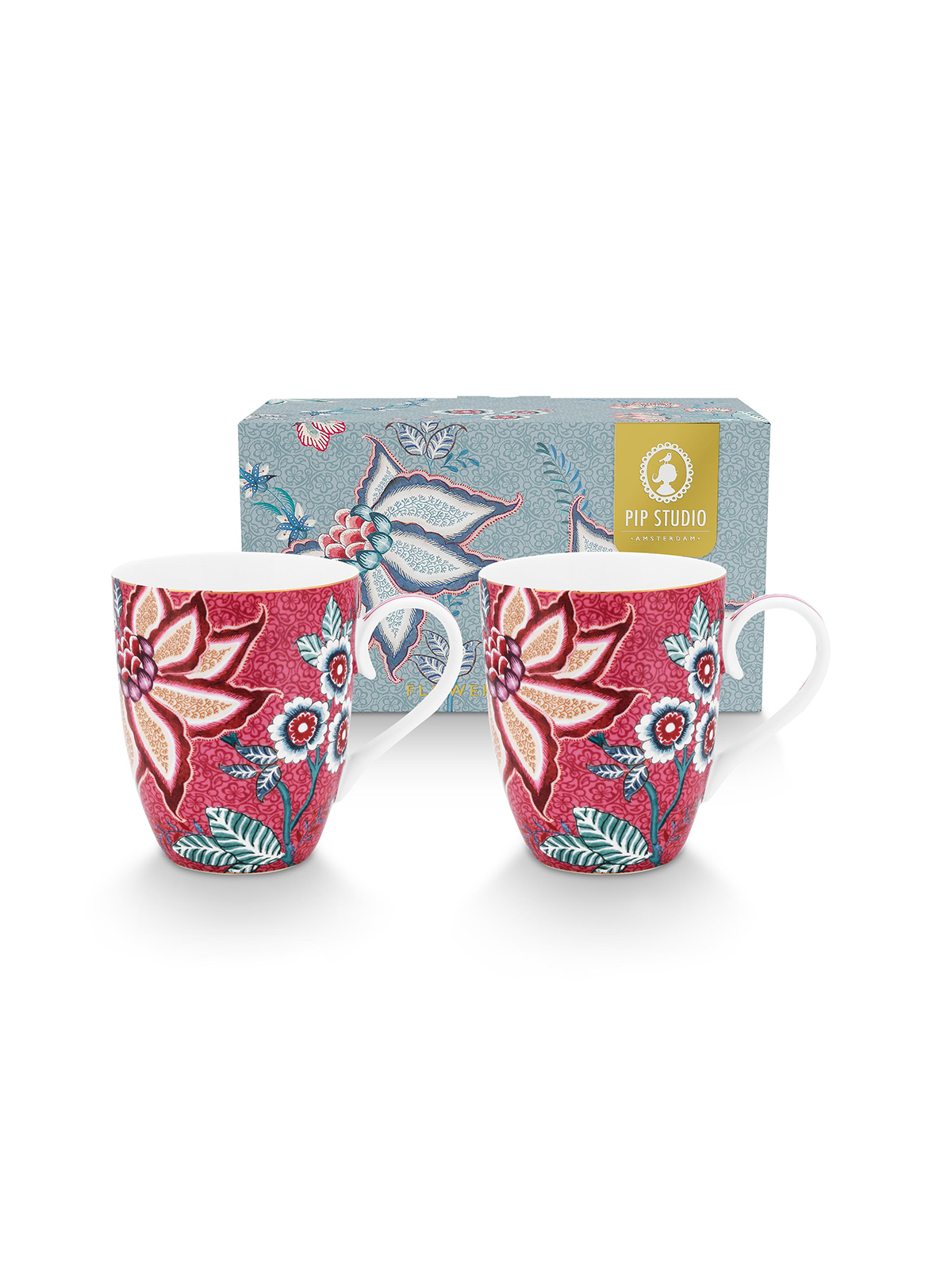 Flower Festival Dark Pink Mugs-L (Set of 2)