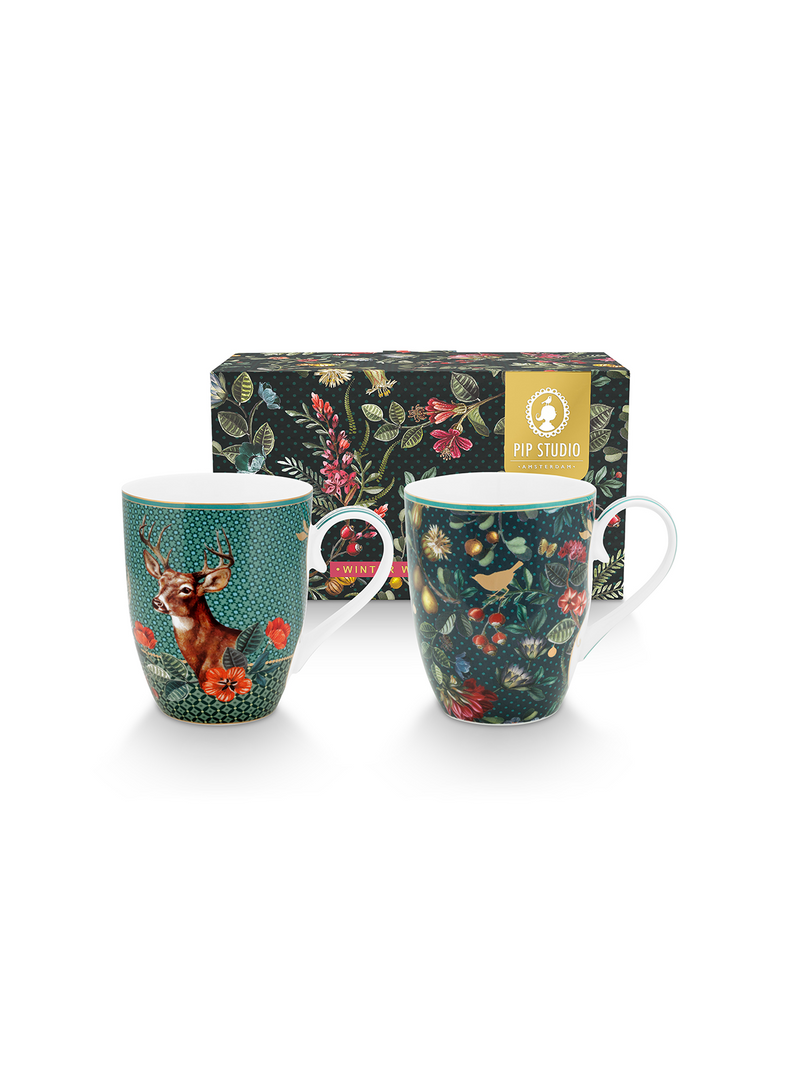 Winter Wonderland Floral Mugs-L (Set of 2)