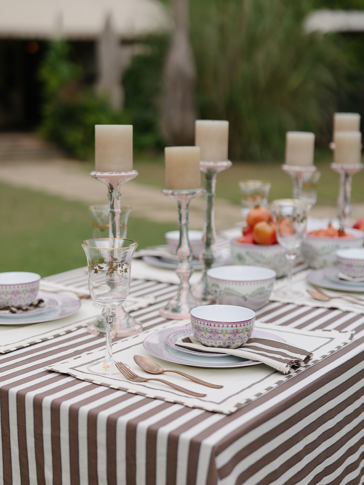 Echo Stripes Table Cloth (Cocoa)