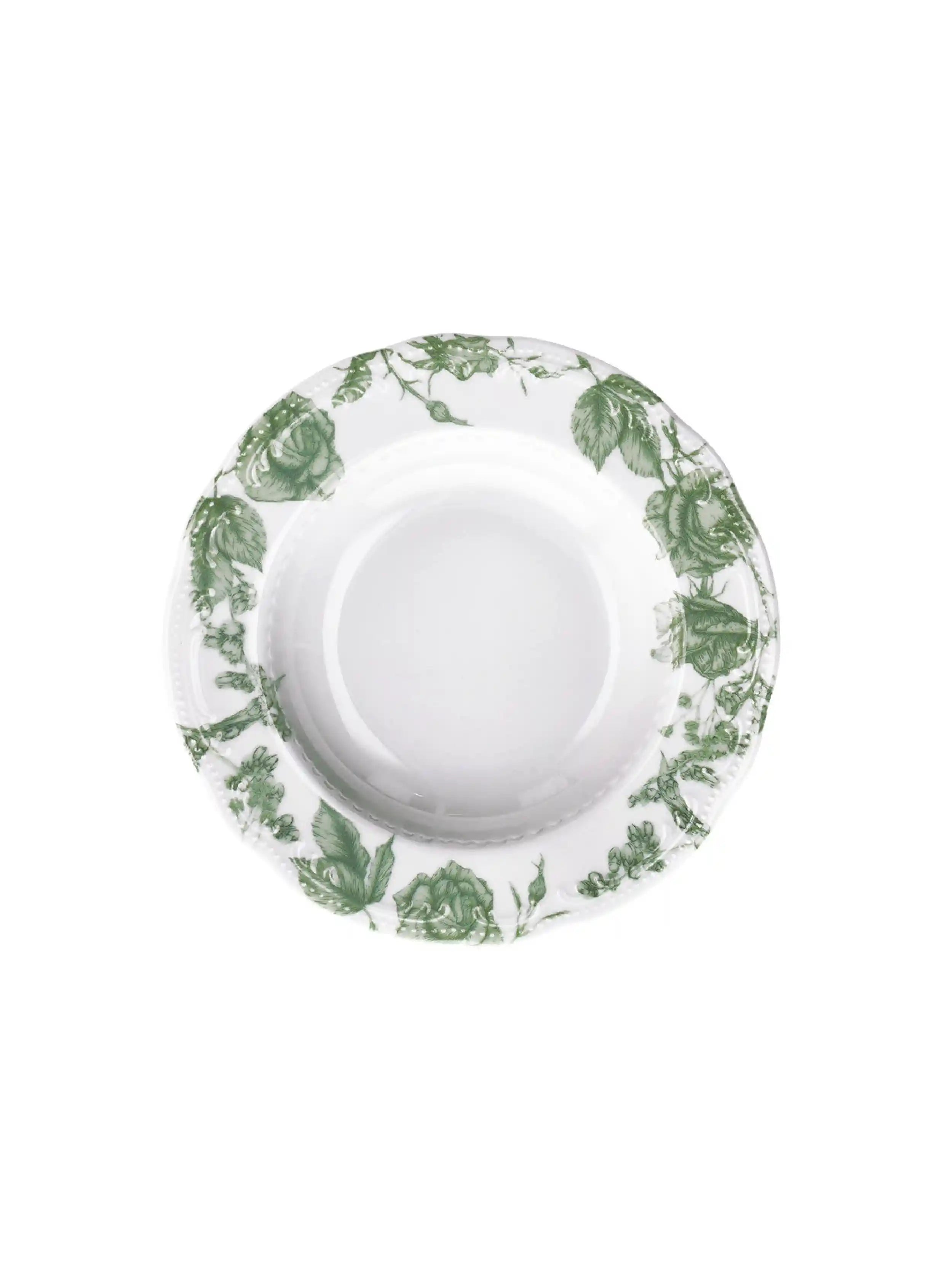 GREEN ROSES SOUP BOWL SET OF 2