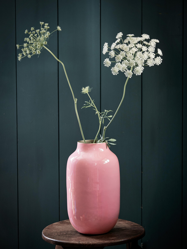 Oval Metal Vase-Pink