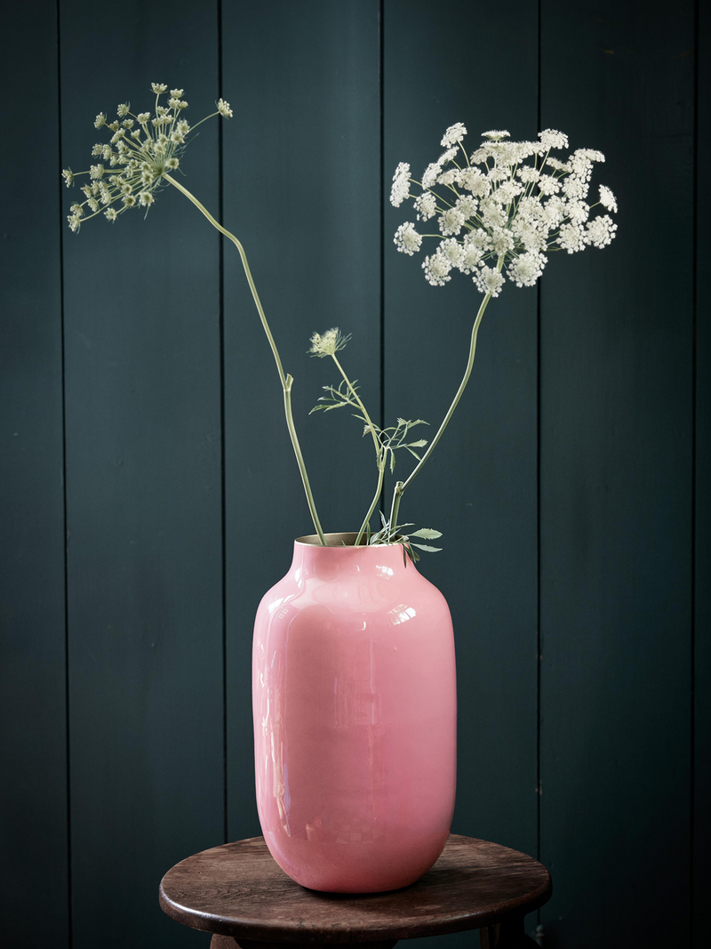 Oval Metal Vase-Pink