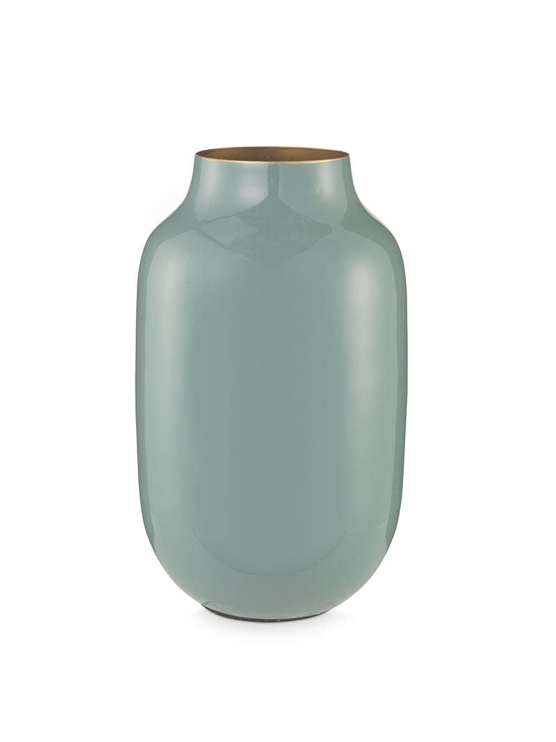 Oval Metal Vase-Blue