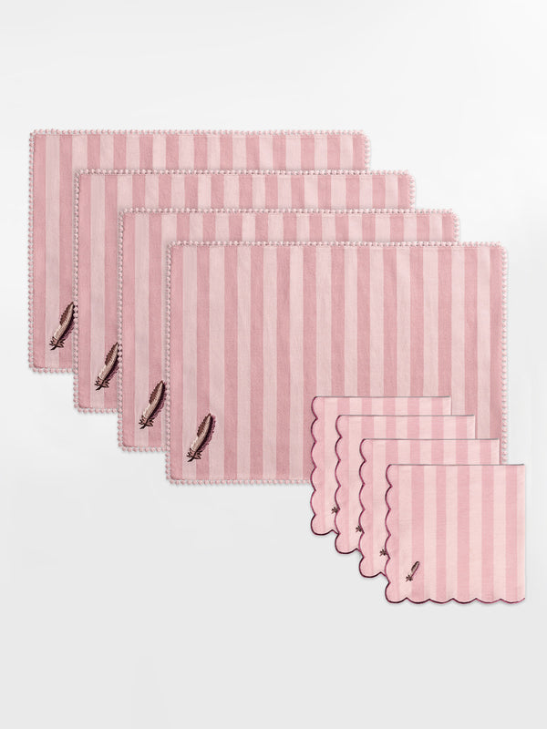 Plume (Pink) Placemats and Napkins (Set of 4)