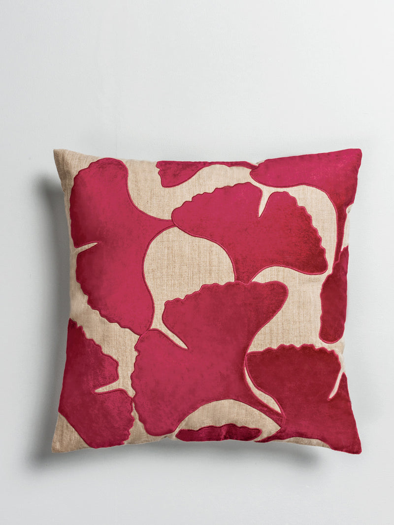 Ginkgo Leaf Cushion Cover (Pink)