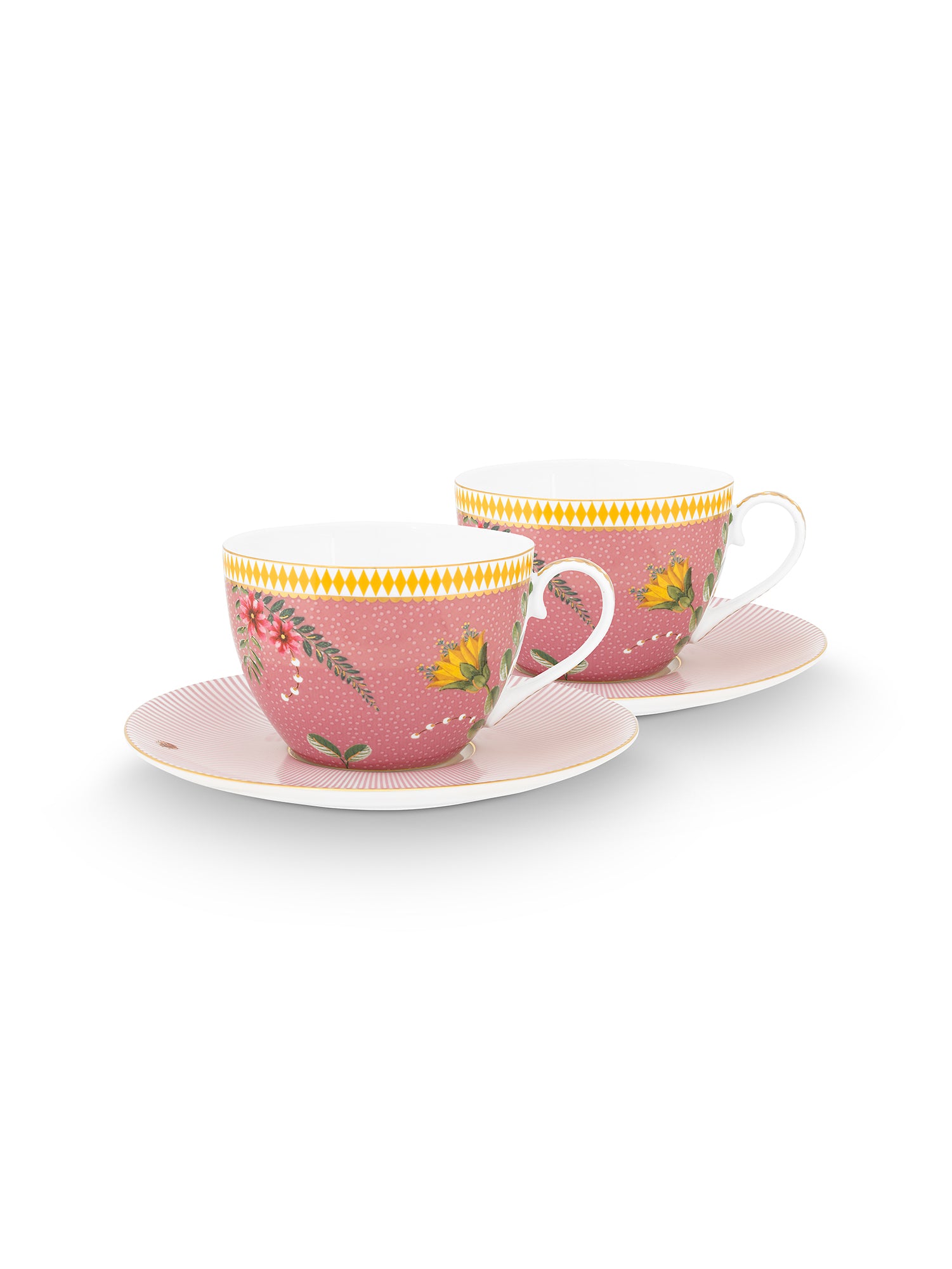 La Majorelle Floral Cups and Saucers (Set of 2)