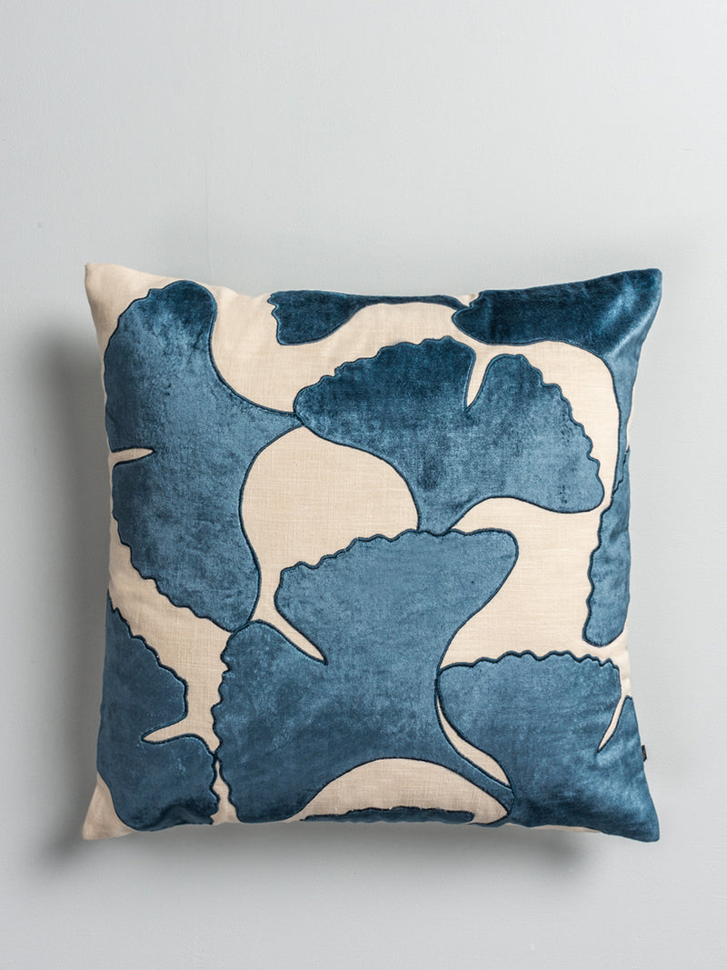 Ginkgo Leaf Cushion Cover (Blue)